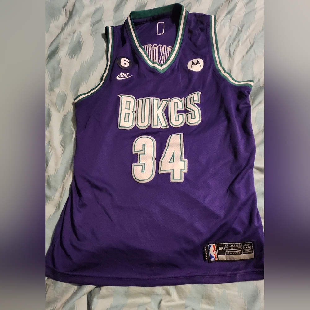 Milwaukee Bucks #34 Giannis Antetokounmpo Purple Men's‎ Size 48 Jersey